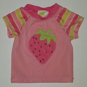 Pink Strawberry Swim Shirt Baby Girl 12-18 Months Rashguard Pool Lessons